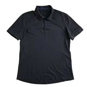 Lululemon (Mens Medium) Dark Gray Striped Short Sleeve Stretch Polo Golf Shirt‎